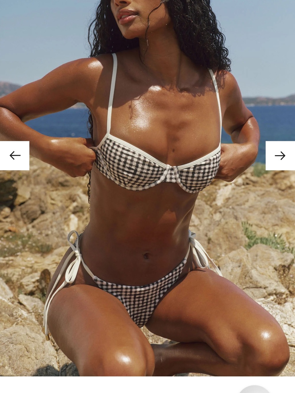Monday Swimwear Capri top and Palma bottom medium black gingham